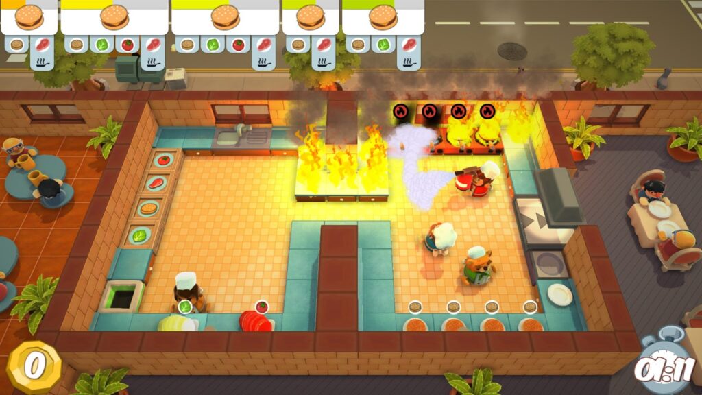 Overcooked co-op casal cozinha caos