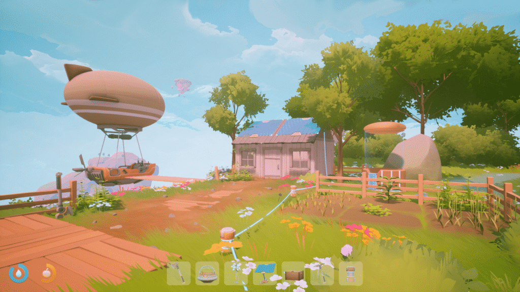 Solarpunk guia ilhas flutuantes base co-op
