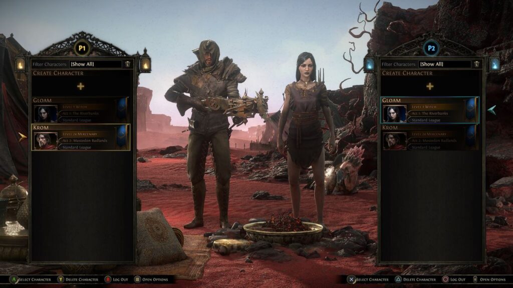 Path of Exile 2 co-op grupo social menu