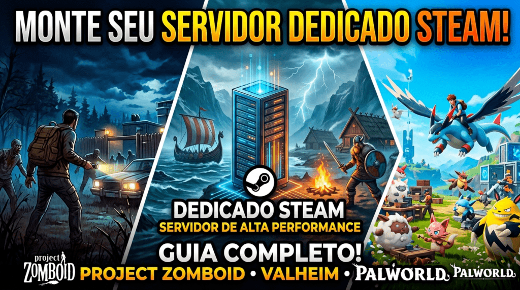 como criar servidor dedicado Valheim Project Zomboid Palworld 2026